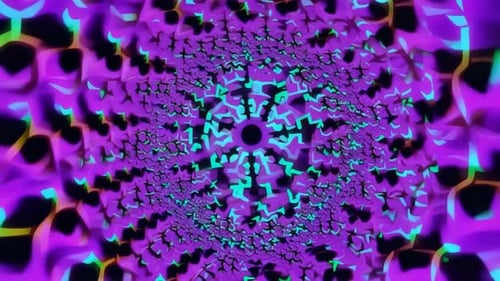 Neon Purple and Teal Abstract Fractal Tunnel Motion
