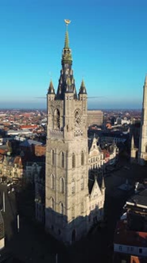 Aerial view of Ghent, East Flanders, Belgium.