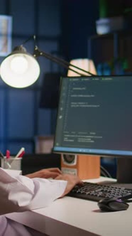 Vertikaler Videoentwickler arbeitet an einem ausgelagerten Projekt