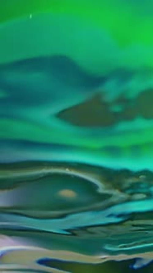 Vertical Abstract Liquid Motion in Emerald Green and Turquoise