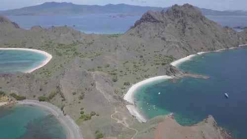 Clear blue sky and sea at Padar island, Flores, Indonesia