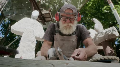 Craftsman Carving Stone Outdoors