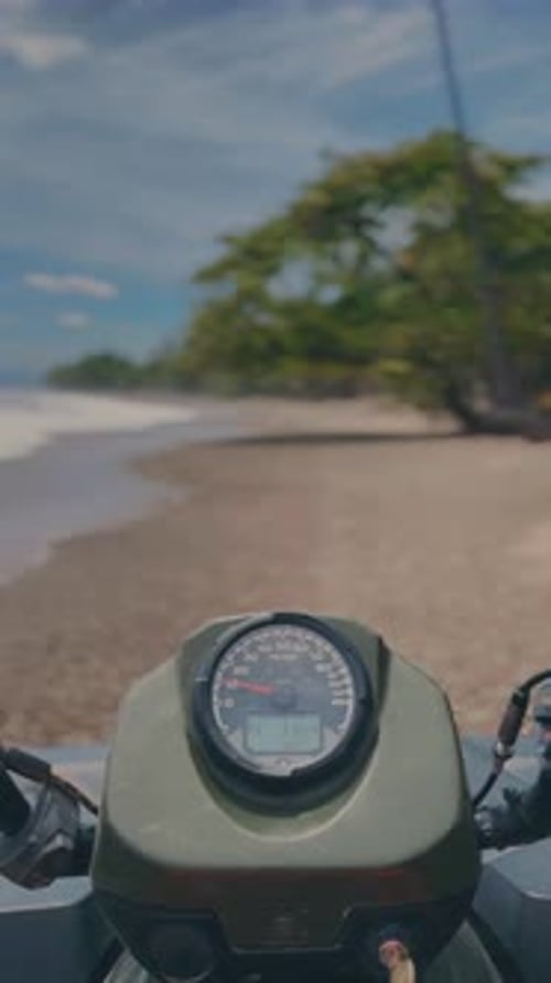 Driving along the tropical beach coast.