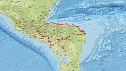 Karte von Honduras mit Umriss Landesgrenze 2K