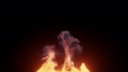 Fire Flame Burning on isolated Black Background Loop