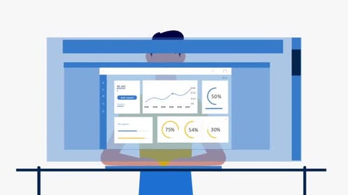 Animated Corporate Data Dashboard with Flat Design Statistics