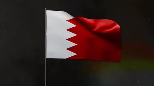 Realistic Waving Bahrain National Flag Loop Animation