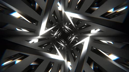 White Neon Curve In Mirror Tunnel Background Vj Loop In 4K