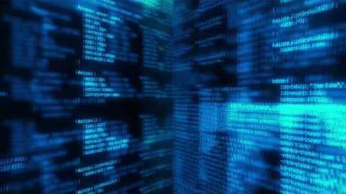 Programming Code Running Over Computer Screen Terminal Hacking