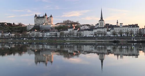 The Chateau de Saumur on the banks of the Loire river in France.