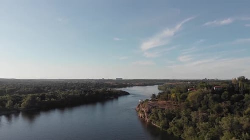 aerial view of sunset at the Khortytsia island in Zaporizhzhya