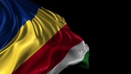 Realistic Waving Seychelles Flag on Black Background