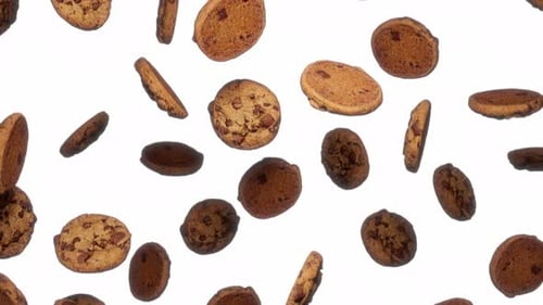 Falling Chocolate Chip Cookies Motion Loop Background