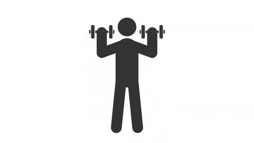 Animated Stick Figure Performing Dumbbell Bicep Curls