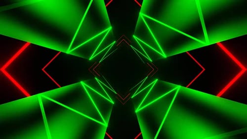 Green And Red Neon Light Moving Tunnel Background Vj Loop In HD