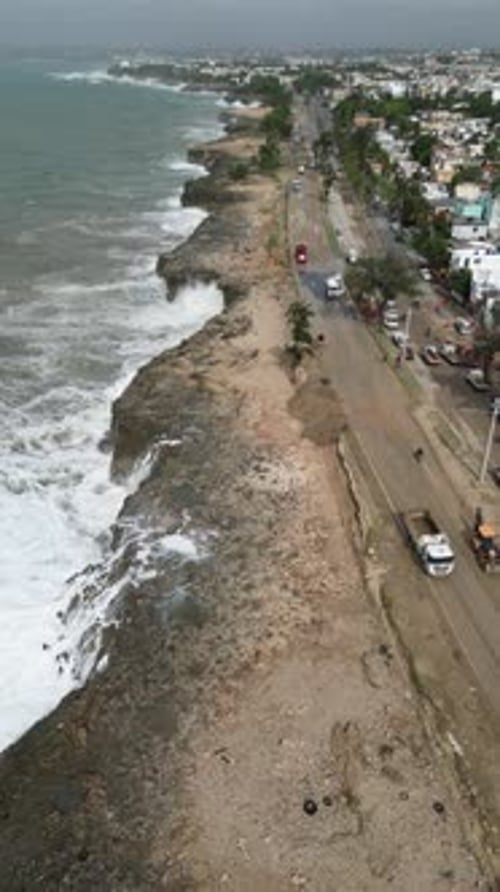 Hurricane Beryl rages on exotic Caribbean coastline of Santo Domingo in Dominican Republic