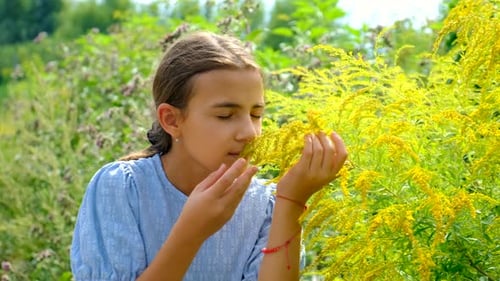 Child in a Field of Ragweed Elective Focus