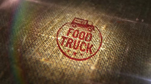 Food truck sign stamp on linen sack