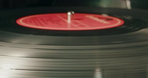 Vinyl Record Spinning, Macro Shot