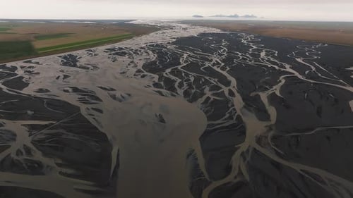 A Glacial Rivers From Above Aerial Shot of the River Streams From Icelandic Glaciers