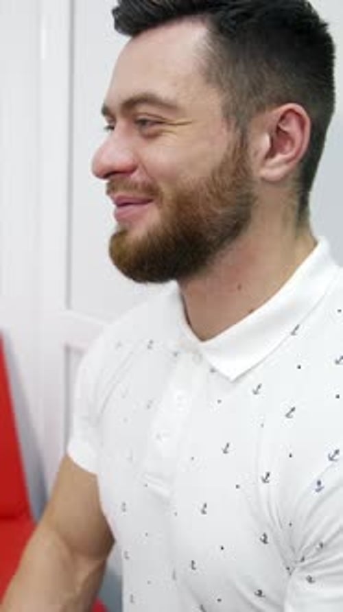 Eye Exam With Refraction Glasses on Young Adult Man