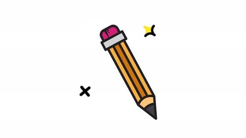 Icône de crayon animée. Vidéo en boucle fluide avec canal alpha sur fond transparent