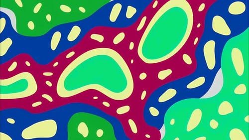 Colorful 2D Abstract Cartoon 4k Loop Dots Pattern, Organic Playful Stains in Comic Aesthetic