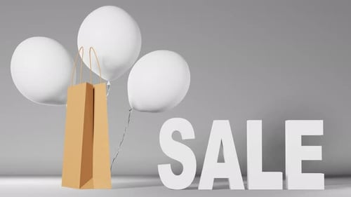 Modern 3D Shopping Sale Promotion with Floating Balloons