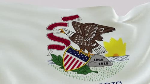 Realistic Illinois State Flag Waving Animation