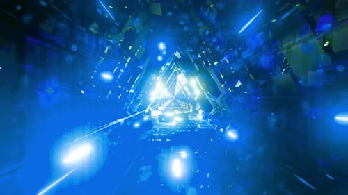 Pink Neon Particles Science Fiction Tunnel 3d Illustration Vj Loop