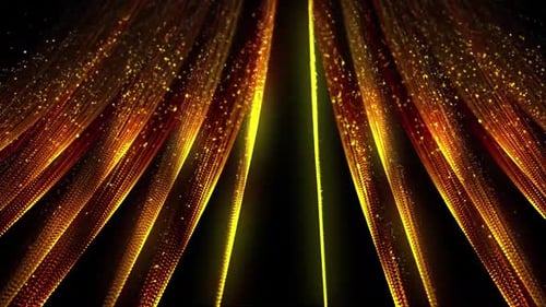 Flowing Golden Particle Curtain Abstract Celebration Background
