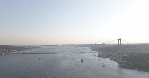 Istanbul Bosphorus Bridge Sea and Ships Aerial View 21