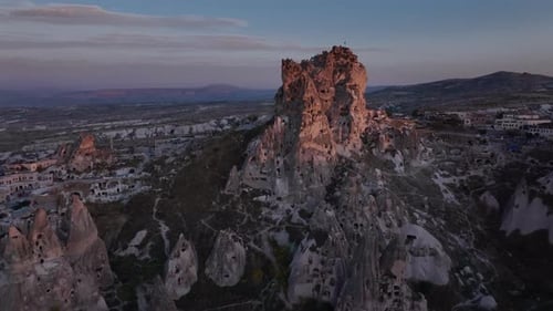 Castle In Cappadocia, At Sunset, Turkey, Aerial View