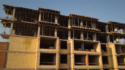 Aerial View of Tall Residential Apartment Buildings Under Construction