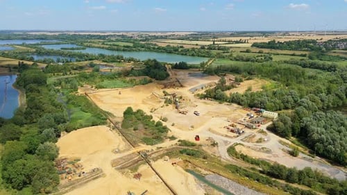 Aerial View of Industrial Construction Site in UK