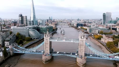 Iconic Tower Bridge Connecting London with Southwark on the Thames River