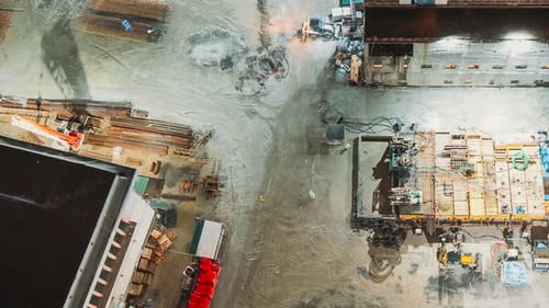 Timelapse Time Lapse Workers are Engaged in Repairing Development on Construction Site Night Time