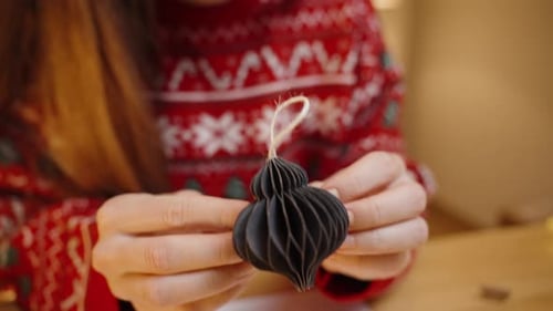 Woman Making Christmas Ornaments for the Holidays