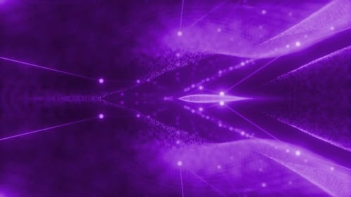 Abstract Purple Glowing Particles Network Motion Background