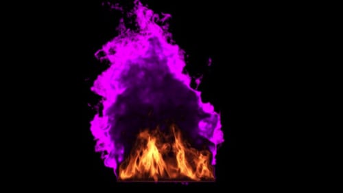 Purple and Orange Flames on Black Background