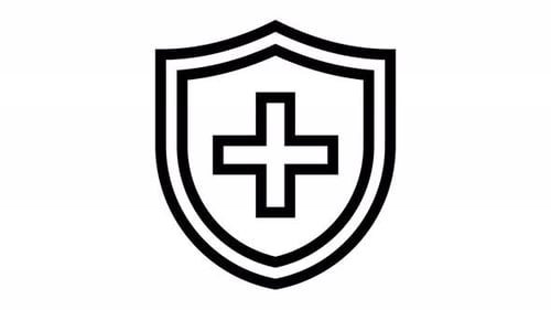 Minimalist Line Art Shield And Cross Icon Animation