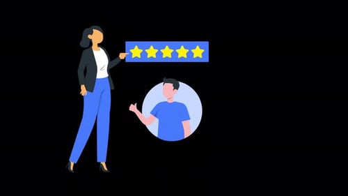 Flat Design Customer Review and Five Star Rating Animation