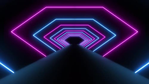 Neon Hexagon Tunnel VJ concert intro game edm music stage party openers titles event background loop