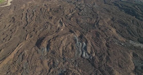 Hardened lava fields after Tajogaite volcanic eruption on Canary Islands