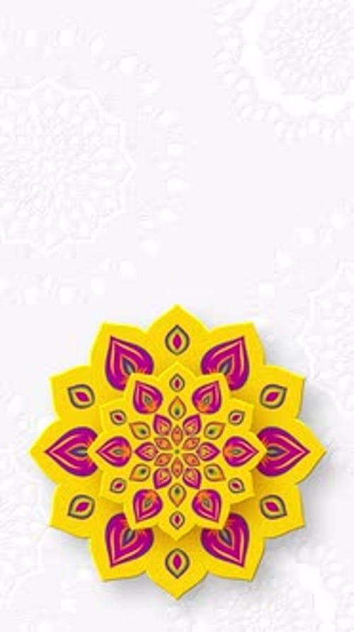 Rotating Indian Rangoli or Mandala for Diwali festival of lights.