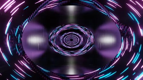 Cyanfarbener und rosafarbener Sci-Fi-Portaltunnelhintergrund Vj Loop in HD
