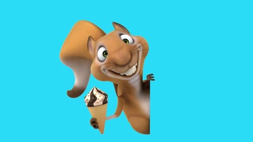 Fun 3D cartoon squirrel with an ice cream (with alpha channel included)