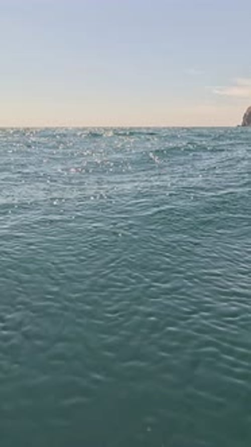Sea Water Surface Low Angle View From Kayak Camera Flies Over Clear Sea Water Nobody Holiday