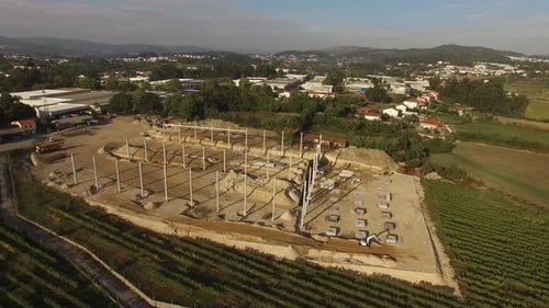 Working Construction Site Aerial View