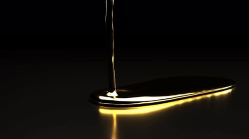Abstract Golden Liquid Flowing on Dark Background